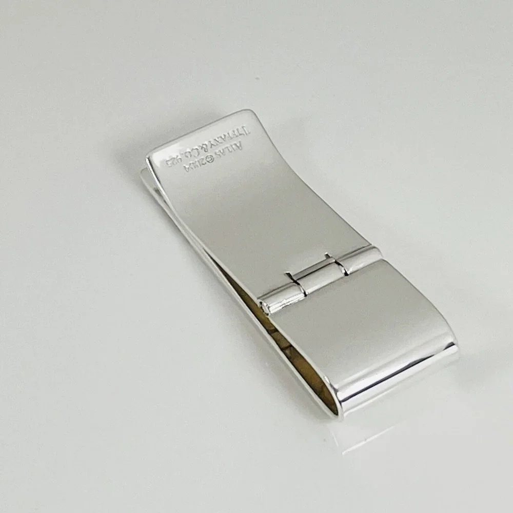 RARE Tiffany & Co Atlas Hinged Money Clip Roman Numerals in Sterling Silver